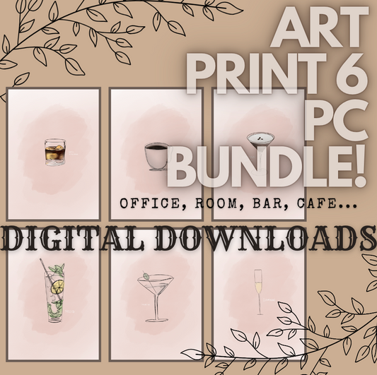 DRINKS Wall Art | Digital Download Print Bundle of 6